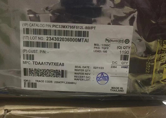 512KB Flash PIC32MX795F512L-80I/PT 32-Bit Mikrokontroler Inti Tunggal - MCU 100-TQFP