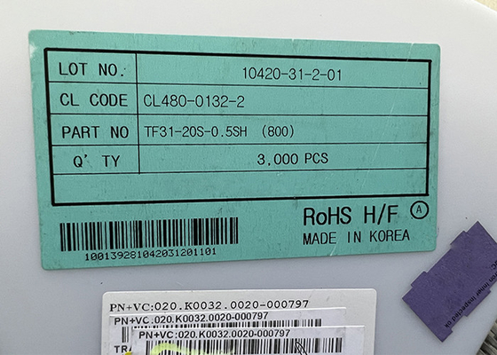 TF31-20S-0.5SH Sirkuit Terpadu Chip Konektor Datar Fleksibel 20Posisi 50V
