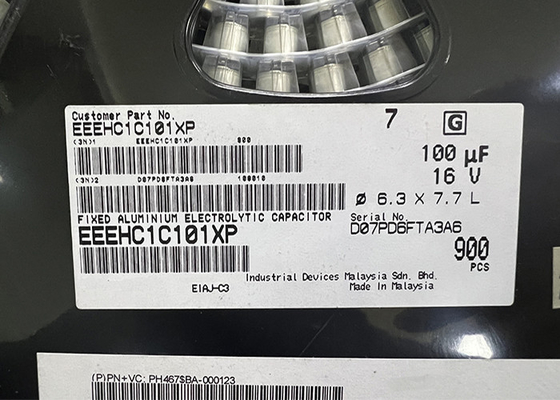 Kapasitor Elektrolit Aluminium 100uF EEEHC1C101XP Chip Sirkuit Terpadu SMD