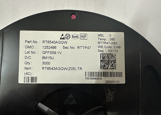 Chip Sirkuit Terpadu RT6543AGQW Kontroler PWM Buck Sinkron Tunggal Efisiensi Tinggi