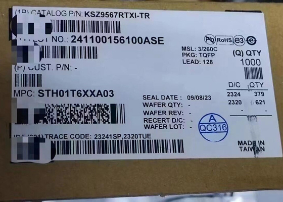 Ethernet IC KSZ9567RTXI Sakelar Ethernet Gigabit 7-Port Sangat Terintegrasi TQFP-128