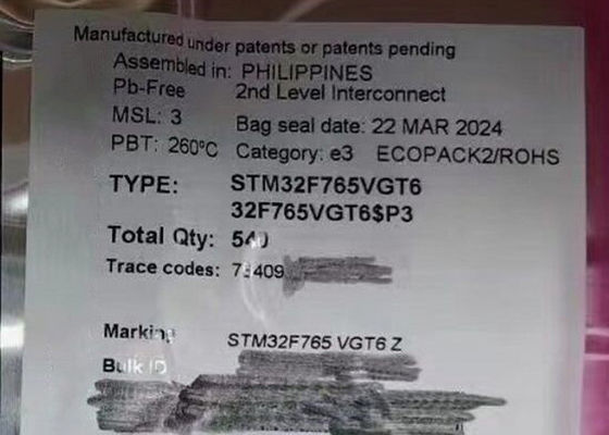 Chip Sirkuit Terpadu STM32F765VGT6 1MB IC Mikrokontroler Inti Tunggal 100-LQFP