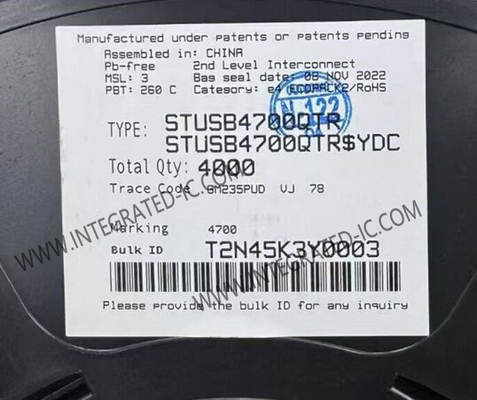 STUSB4700QTR Chip Sirkuit Terpadu 400kb/s Pengontrol USB PD Berdiri Sendiri QFN-24