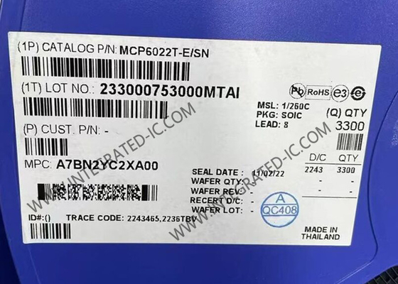Mcp6022t-e/sn chip sirkuit terintegrasi saluran ganda 10mhz amplifier operasional SOIC-8