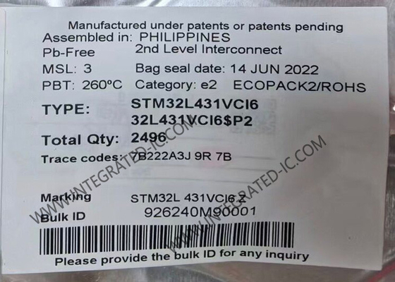 STM32L431VCI6 Mikrokontroler MCU ARM Mikrokontroler 80MHz MCU tertanam UFBGA100