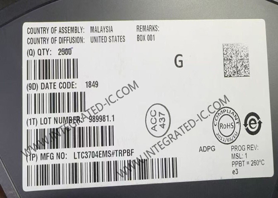 LTC3704EMS Chip Sirkuit Terpadu Pengontrol DC DC Positif Ke Negatif MSOP10