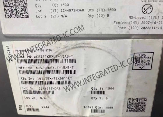 1Channel Hall Effect ACS711KEXLT-15AB-T Sensor Arus 12-QFN Chip Sirkuit Terpadu