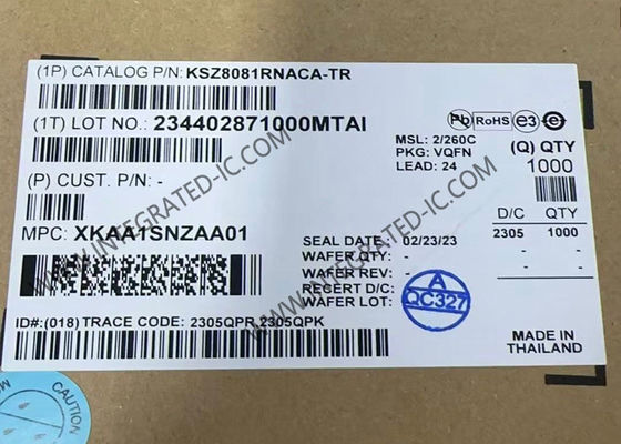 KSZ8081RNACA Ethernet IC 10/100 BASE-TX Transceiver Lapisan Fisik Dengan Dukungan RMII