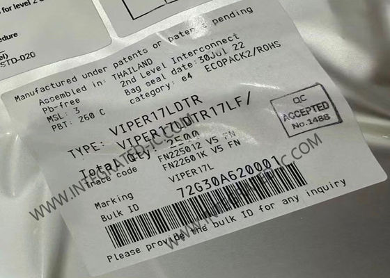 Chip Sirkuit Terpadu VIPER17LDTR Regulator Switching 800V dengan Frekuensi 60kHz dan Daya Output 9W untuk Konverter Flyback