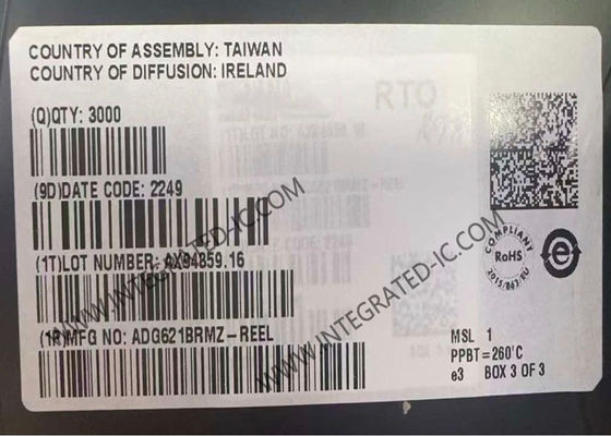 ADG621BRMZ Chip Sirkuit Terpadu Sakelar SPST Ganda IC dengan Paket MSOP 10-pin Catu Daya Tunggal 2.7V hingga 5.5V dan Catu Daya Ganda ±2.7V hingga ±5.5V