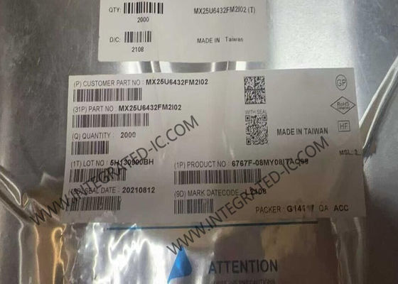 MX25U6432FM2I02 IC Memori Flash NOR 64Mbit dengan Antarmuka SPI 133 MHz dalam Paket SOP8