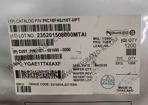 Mikrokontroler PIC18F45J10T-I/PT MCU 8-Bit 40MHz dengan Memori Program 32 kB