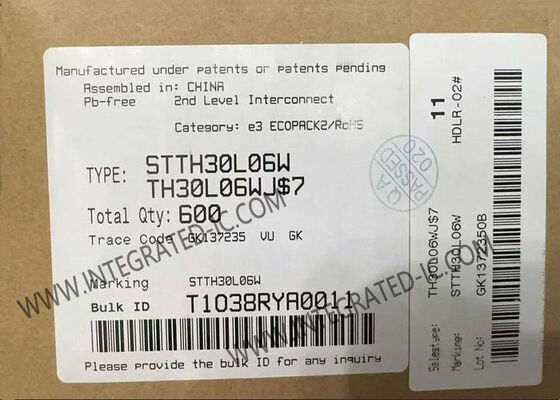 Chip Sirkuit Terpadu STTH30L06W 600V 30A Penyearah Pemulihan Ultra Cepat Paket DO-247-2