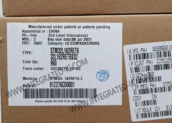 STM32L162RET6 Microcontroller MCU dengan 32MHz ARM Cortex-M3, 512KB Flash Memory, dan 51 I/O Pins