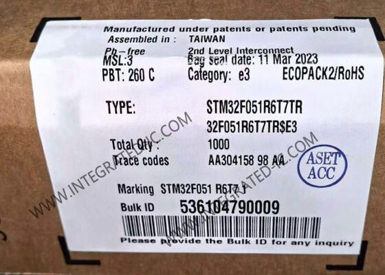 Mikrokontroler STM32F051R6T7TR MCU 32-Bit ARM Cortex-M0 dengan Kecepatan 48MHz 55 I/O dan Rentang Tegangan 2V hingga 3.6V