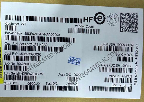 88SE9215A1-NAA2C000 Integrated Circuit Chip Satu Jalur PCIe 2.0 hingga Empat Port 6Gbps SATA I/O Controller