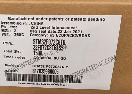 Mikrokontroler STM32F072C8T6 MCU Kinerja Tinggi 32-Bit 48MHz ARM Cortex-M0 MCU