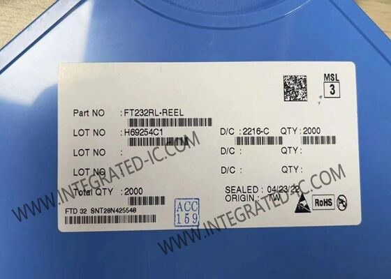 IC Antarmuka USB UART FT232RL dengan Kecepatan Penuh USB 2.0 Pasokan Tunggal 3.3V hingga 5.25V dalam Paket SSOP-28