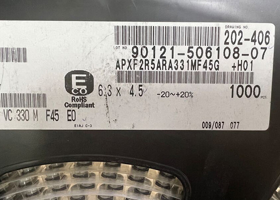 APXF2R5ARA331MF45G Chip Sirkuit Terpadu 330uF Kapasitor Polimer Aluminium 12mOhm