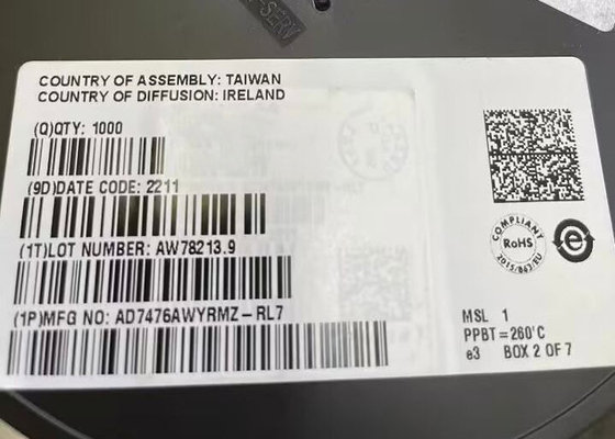 Chip Sirkuit Terpadu AD7476AWYRMZ 12 Bit Konverter Analog Ke Digital 8-MSOP