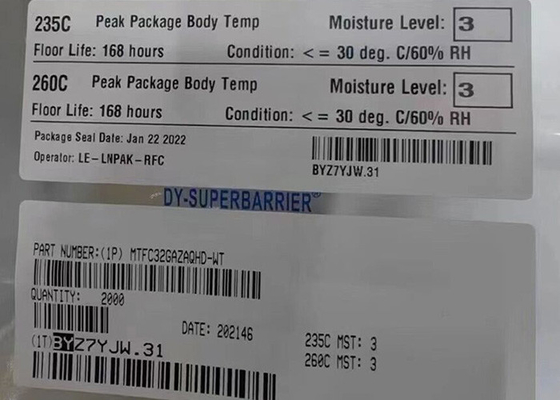 Memori IC Chip MTFC32GAZAQHD-WT 256Gbit FLASH - NAND Memori IC 153-VFBGA