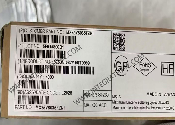MX25V8035FZNI Memory IC Chip 2.3V hingga 3.6V 8 Mbit NOR Flash Memory WSON-8