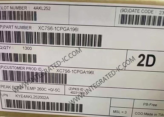 Array Gerbang yang Dapat Diprogram Lapangan XC7S6-1CPGA196I 100 I/O Spartan-7 IC Array Gerbang yang Dapat Diprogram Lapangan Tertanam 196-TFBGA