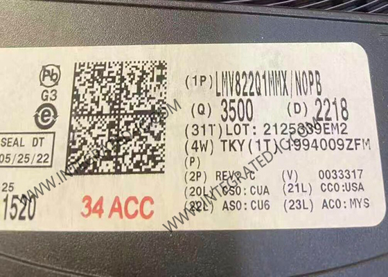 LMV822Q1MMX Chip Sirkuit Terpadu Otomotif Penguat Operasional RRO Ganda 5.5V 5.6MHz 40mA