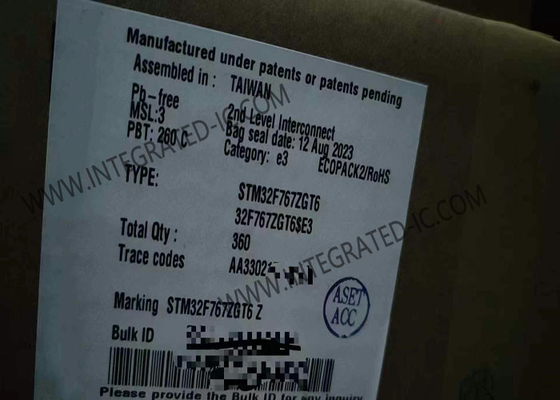 1MB Chip Sirkuit Terpadu STM32F767ZGT6 32BIT IC Mikrokontroler Inti Tunggal