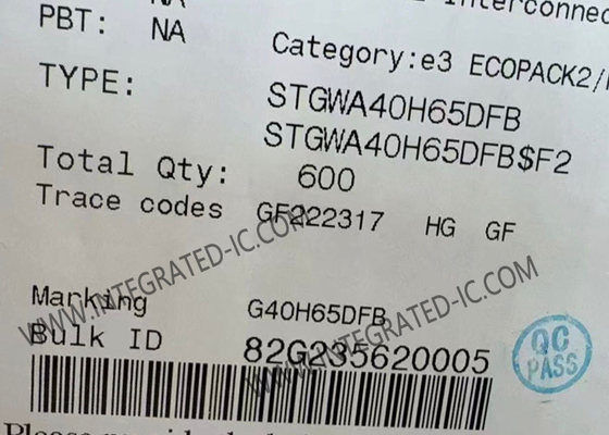 Chip sirkuit terintegrasi STGWA40H65DFB Trench Gate Field Stop 650V IGBT Transistor