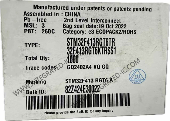 Mikrokontroler MCU STM32F413RGT6 Paket Tertanam Mikrokontroler 64-LQFP