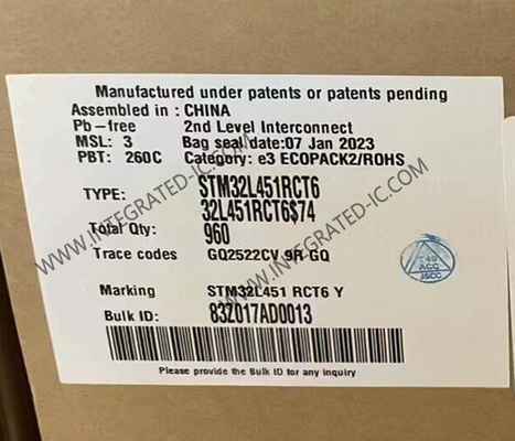 STM32L451RCT6 Mikrokontroler MCU 32Bit Mikrokontroler Single Core 80MHz MCU tertanam