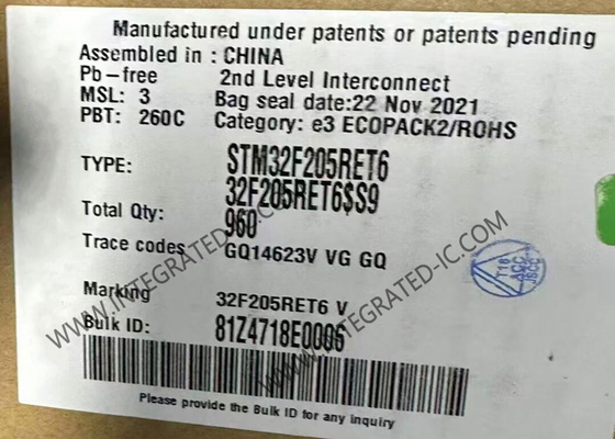 Mikrokontroler MCU IC STM32F205RET6 FLASH 64-LQFP Paket Surface Mount