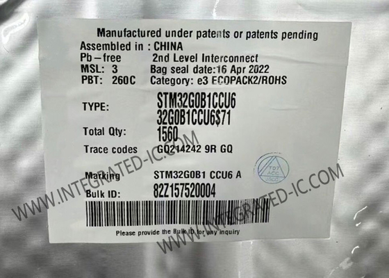Mikrokontroler MCU STM32G0B1CCU6 IC Mikrokontroler Tertanam Single-Core