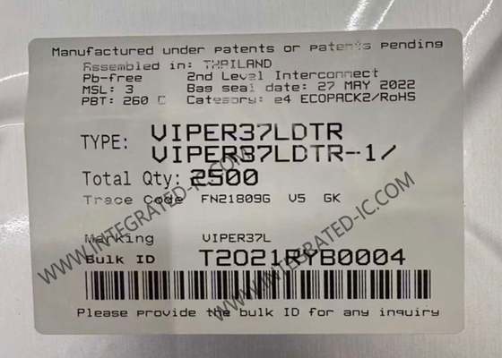 Chip Sirkuit Terpadu VIPER37LDTR Konverter Offline Frekuensi Tetap Kinerja Tinggi