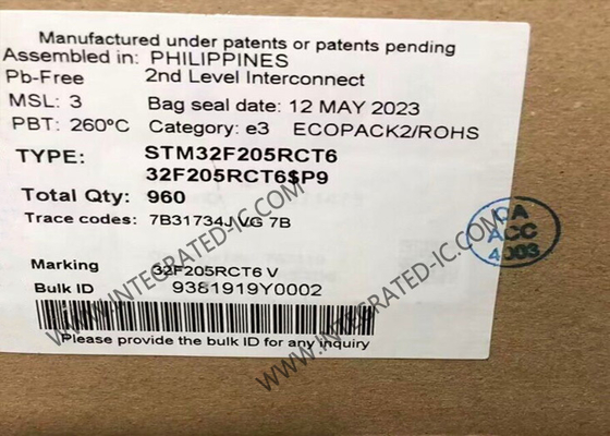 Chip IC STM32F205RCT6 ARM Mikrokontroler - MCU 32BIT ARM Cortex M3 Konektivitas 256kB