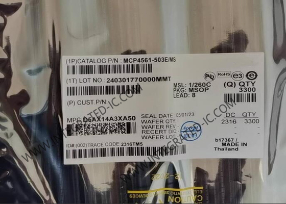 MCP4561-503E/MS Integrated Circuit Chip Potentiometer Digital 8-Bit Single Digital POT