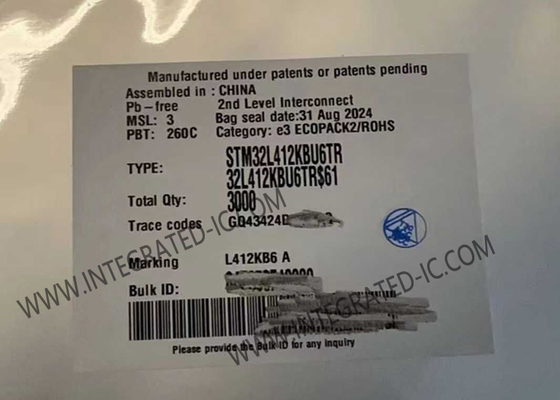 32UFQFN Mikrokontroler MCU STM32L412KBU6 Mikrokontroler IC 80MHz Kinerja Tinggi