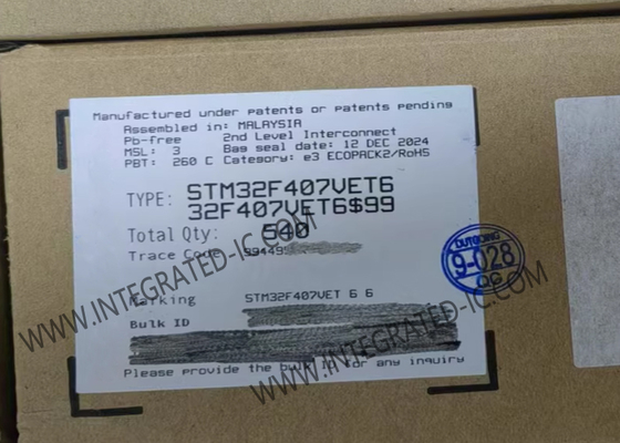 512Kbytes Chip Sirkuit Terpadu STM32F407VET6 168MHz Arm Cortex M4 Core 100LQFP