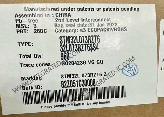 Mikrokontroler MCU STM32L073RZT6 Mikrokontroler ARM Daya Ultra Rendah CPU 32MHz