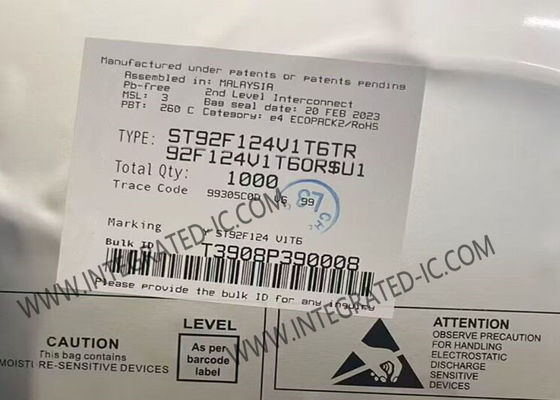 ST92F124V1T6 Microcontroller MCU 8-Bit 24MHz Single Voltage Flash MCU dalam Paket LQFP100