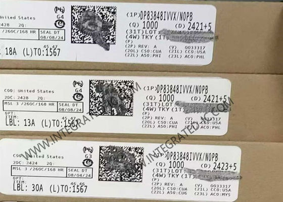 DP83848IVVX/NOPB IC Ethernet Transceiver Lapisan Fisik Ethernet Port Tunggal LQFP48