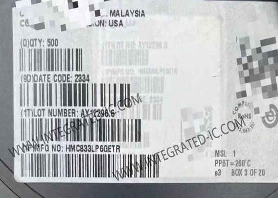 HMC833LP6GETR Chip Sirkuit Terpadu PLL dengan Rentang 25 MHz hingga 6 GHz, Laju Detektor Fasa 100 MHz, dan Paket SMT 40 Pin 6x6 mm