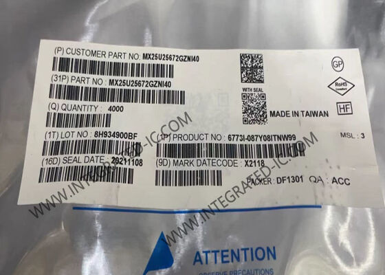 MX25U25672GZNI40 Memory IC Chip 256Mbit MXSMIO Serial NOR Flash Memory IC dengan Paket 8-WSON untuk Kelas Industri (-40°C sampai +85°C)