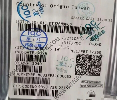 MC33PF8100CCES 12-Channel PMIC Integrated Circuit Chip untuk aplikasi pemrosesan berkinerja tinggi dengan pasokan 2.5V ~ 5.5V