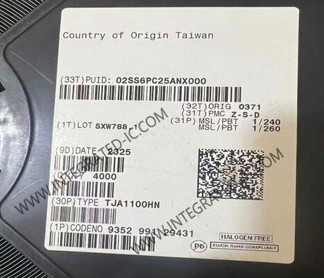TJA1100HN Otomotif Ethernet IC 100BASE-T1 Selaras AEC-Q100 Kelas 1 Penerima PHY Berkualifikasi dengan Tegangan Pasokan 3.1V ~ 3.5V