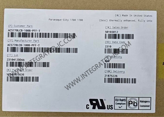 ACS770LCB-100B-PFF-T Sensor Arus IC Terintegrasi Penuh 1-Saluran