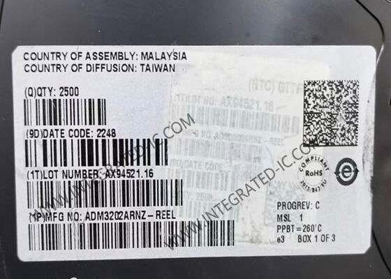ADM3202ARNZ Chip Sirkuit Terpadu Kecepatan Tinggi 2-Saluran RS232/V.28 Perangkat Antarmuka