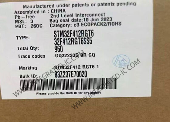 STM32F412RGT6 100MHz 1MB FLASH 64-LQFP Surface Mount Mikrokontroler IC