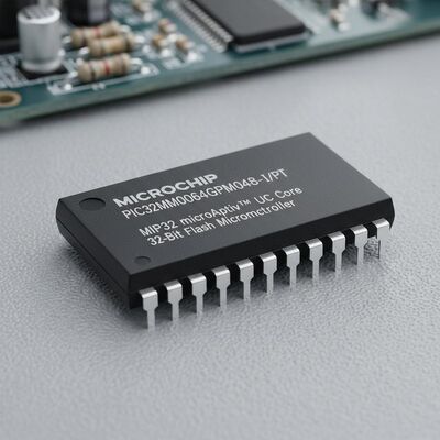 PIC32MM0064GPM048-I/PT Mikrokontroler Flash 32-Bit dengan MIPS32 microAptivTM Core, Kecepatan 25MHz dan 38 I/O
